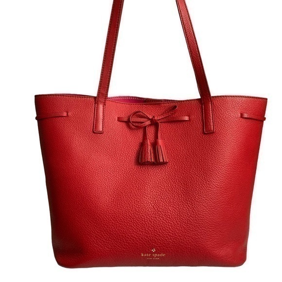 Kate spade red leather tote bag